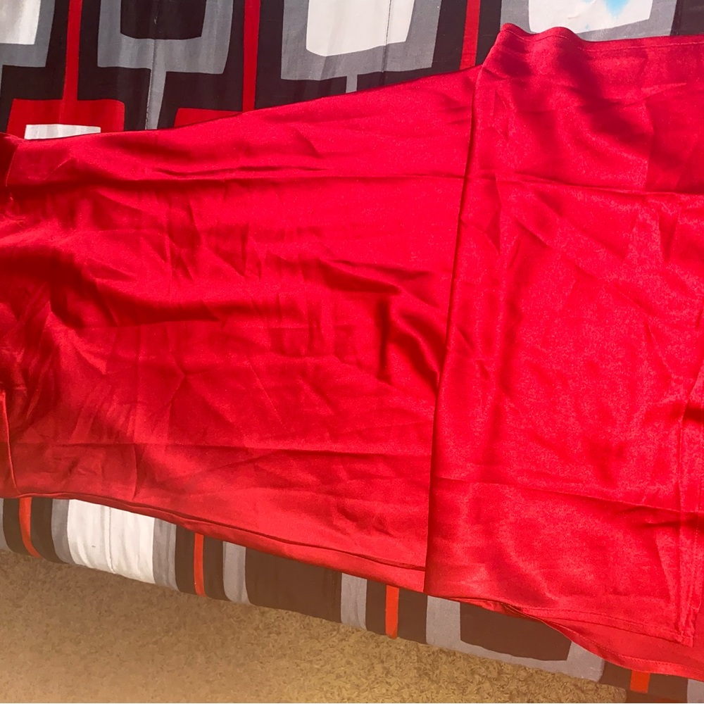 Red satin dress